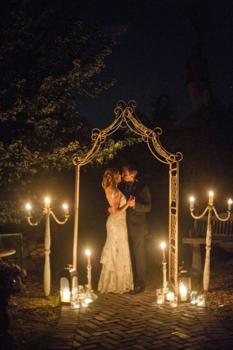 #canopy, #candles  Photography: Lexia Frank Photography - www.lexiafrank.com Lake Weddings, Night Time Wedding, Wedding Ceremony Ideas, Garden Weddings Ceremony, Wedding Exits, Wedding Lanterns, Romantic Photos, Evening Wedding, Outdoor Wedding Ceremony