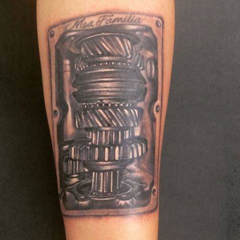 Tattoo gearbox biomech Kraayonz tattoo studio, mumbai....@puneetjain Gearbox Tattoo, Studio Mumbai, Tattoo Studio, Beer Mug, Mumbai, Beer Glasses, Tattoo Ideas, Beer, Tattoos