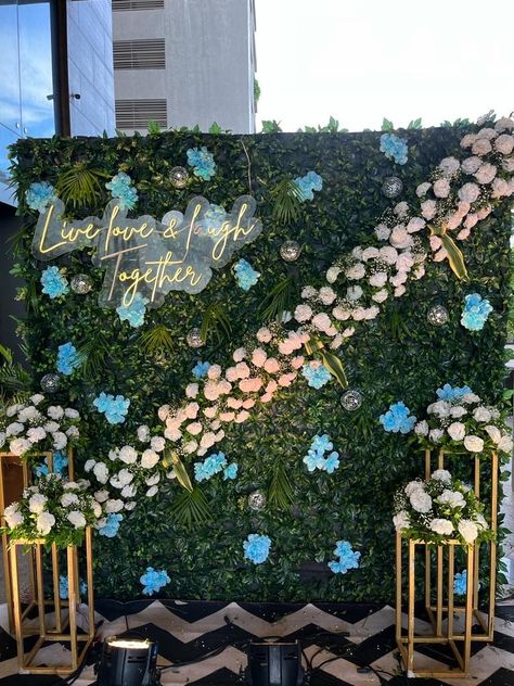 Live Love Laugh Together Wedding Selfie Booth, Selfie Place, Selfie Booth, Wedding Selfie, Garland Wedding Decor, Wedding Stage Backdrop, Diy Floral Decor, Umbrella Decorations, Booth Wedding