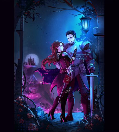 Witch and knight date night magical scene Cosplay Poses, Knight Art, Book Aesthetics, Original Characters, In The Shadows, Commission Art, The Shadows, Witch, Anime