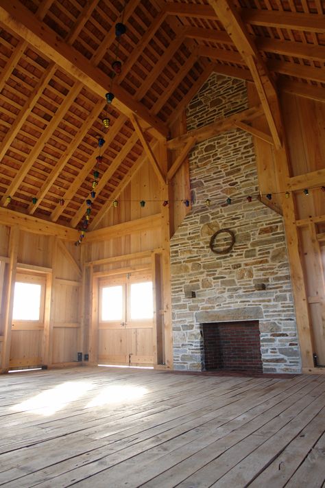 Field stone from the area creates this fireplace in a barn Barn Fireplace, Strictly Business, Dream Cabin, Farmhouse Architecture, Barn Living, Barn Interior, Barn Renovation, Converted Barn, Stone Barns