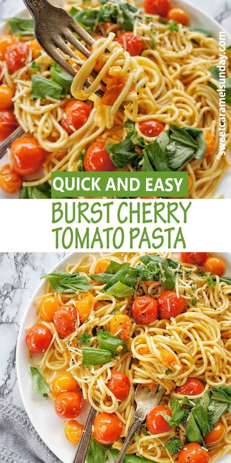 Burst Cherry Tomato Sauce, Burst Cherry Tomato Pasta, Easy Weeknight Pasta, Cherry Tomato Pasta Sauce, Weeknight Pasta, Fresh Tomato Pasta, Tomato Pasta Recipe, Cherry Tomato Recipes, Cherry Tomato Sauce