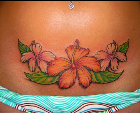 Hawaiian flower on lower abdomen Hibiscus Flower Tattoo, Hawaiian Flower Tattoos, Hibiscus Flower Tattoos, Best Tattoo Ideas For Men, Henne Tattoo, Tattoo Son, Hawaiian Tattoos, Hibiscus Tattoo, Belly Tattoos