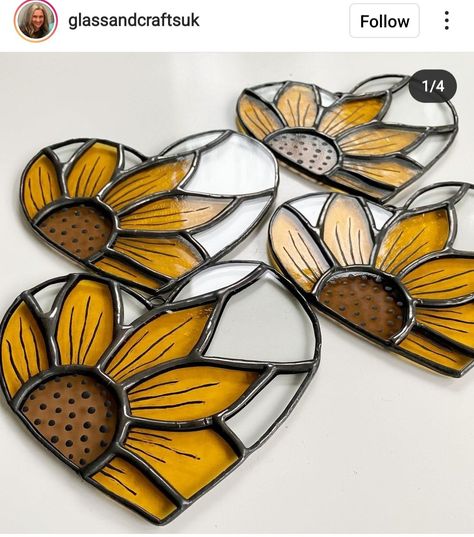 Stained Glass Sunflower Patterns Free, Simple Stain Glass Patterns, Fall Stained Glass Patterns Free, Stained Glass Patterns Beginner Simple, Stained Glass Pressed Flowers, Stained Glass Coasters, Stainglass Window Ideas, Fall Stained Glass Ideas, Sunflower Stained Glass Patterns