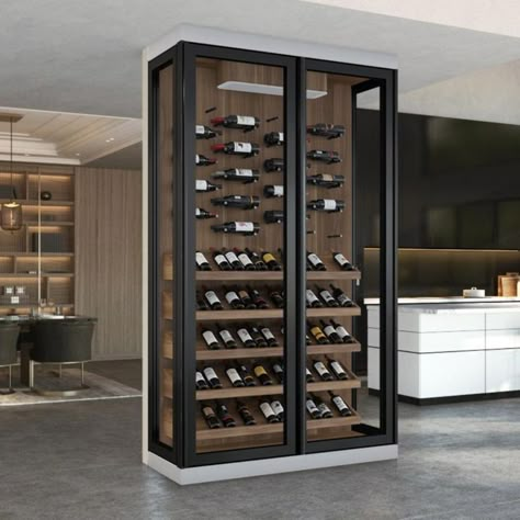 wine cellar Wine Cellar Modern, Wine Storage Wall, Wine Room Design, Glass Wine Cellar, Wine Closet, Wine Cave, Home Bar Rooms, Home Wine Cellars, Custom Wine Cellars