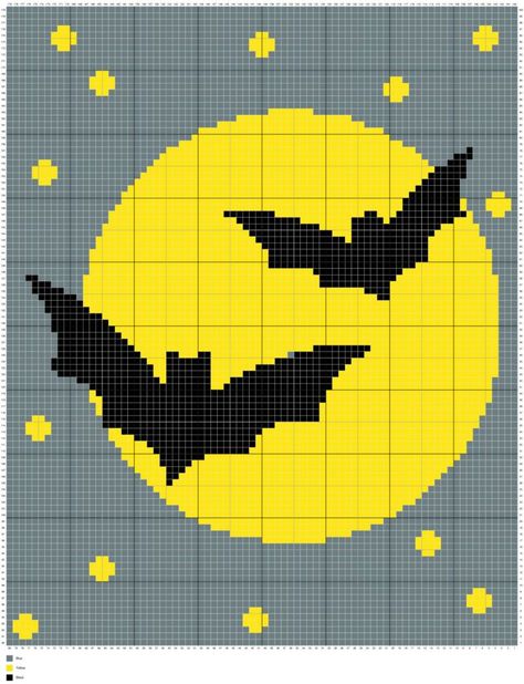 Ghost Knitting Chart, Pixel Grid Crochet Halloween, Crochet Halloween Graph, Small Bat Cross Stitch Pattern, Bats Cross Stitch Pattern, Full Moon Magic, Halloween Ideias, Crochet Cross Stitch, Holiday Blankets