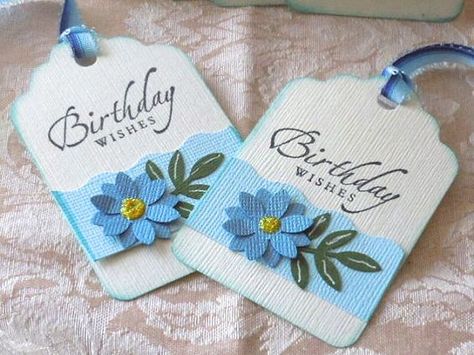 flower: Birthday Gift Tags Diy Handmade, Birthday Tags Handmade, Baby Gift Tags, Gift Tags Birthday, Birthday Gift Tags, Tag Ideas, Embellishment Diy, Card Embellishments, Gift Tags Diy