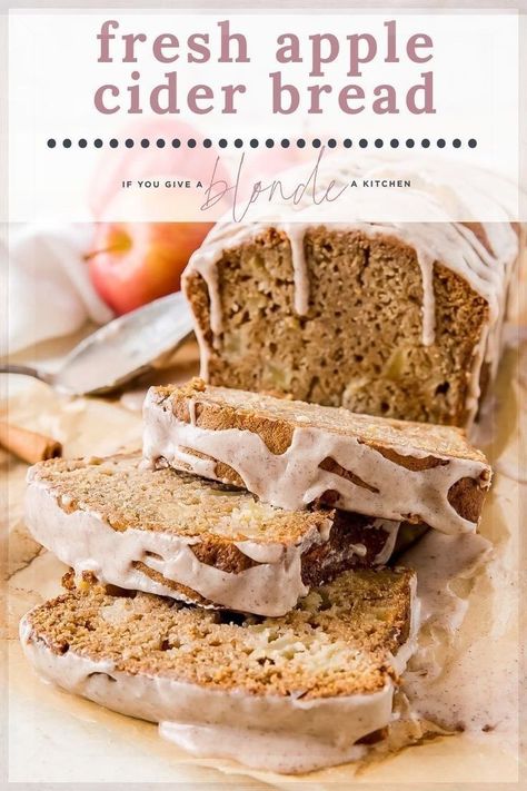 Apple Cider Bread, Cider Bread, Work Desserts, Paleo Apple Pie, Vinegar Coleslaw, Apple Bread Recipe, Bread Loaves, Bread Sweet, Freezing Apples