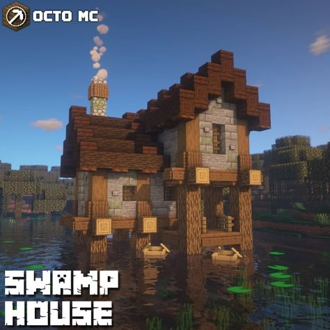 Octo the Minecraft builder on Instagram: “Here's my version of a swamp house, I was inspired by @goodtimeconnermc build (check him out) ⁣⁣⁣⁣⁣��⁣⁣⁣⁣⁣⁣⁣⁣ Shaders: #BSL⁣…” Swamp Base Minecraft, Swamp House Minecraft, Minecraft Swamp Build, Minecraft Shack, Minecraft Swamp House, Minecraft Swamp, Swamp Shack, Minecraft Structures, Minecraft House Plans