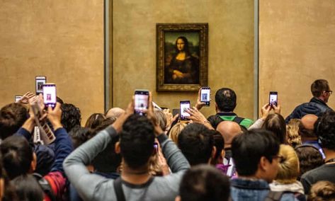 Louvre Museum, tourists using cameras, mobile phones over heads, taking pictures of the Mona Lisa by Leonardo da Vinci Debate On Social Media, Tate Britain, Louvre Museum, Take Your Time, Museum Of Modern Art, Pilgrimage, Metropolitan Museum Of Art, Taking Pictures, The Guardian