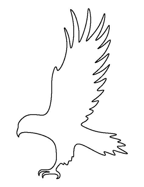 Hawk pattern. Use the printable outline for crafts, creating stencils, scrapbooking, and more. Free PDF template to download and print at http://patternuniverse.com/download/hawk-pattern/ Eagle Template Free Printable, Hawk Stencil, Hawk Outline, Eagle Template, Eagle Outline, Printable Outline, Coloring Crafts, Animal Outline, Eagle Drawing