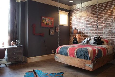 17 Fascinating Ideas For Decorating Bedroom For Teen Boys Bedroom Ideas For Guys, Teen Boy Room Decor, Industrial Style Bedroom, Ideas Habitaciones, Teenager Bedroom Boy, Brick Interior Wall, Teenage Boy Room, Boys Room Design