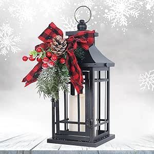 Outdoor Christmas Lanterns, Large Outdoor Lanterns, Christmas Decorations Indoor, Party Living Room, Hanging Candle Holder, Hanging Candle, Artificial Christmas Garland, Living Room Patio, Lantern Candle Decor