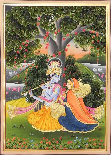 Radha Krishna Rajasthani Miniature Paintings, Bani Thani, Mughal Miniature Paintings, Rajasthani Painting, Pichwai Art, Indian Traditional Paintings, Radha And Krishna, Indian Miniature, Mughal Paintings