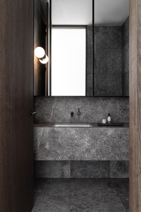 Mim Design and Conrad Architects | Habitus Living Conrad Architects, Eames Walnut Stool, Bathroom Public, Public Restroom Design, Bathroom Concepts, Mim Design, Award Winning Kitchen, Restroom Design, Bathroom Powder Room