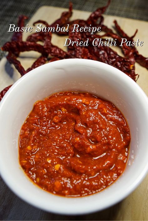 How To Make Chili Paste, Homemade Chili Paste, Red Chili Paste Recipe, Chilli Paste Recipe, Red Chilli Paste Recipe, Chili Paste Recipe, Masakan Malaysia, Sambal Recipe, Red Chili Paste