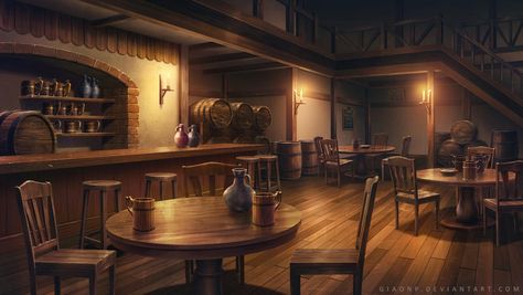 Tavern by giaonp on DeviantArt Taverna Medieval, Fantasy Inn, Fantasy City, Interior Concept, Fantasy Setting, Fantasy Places, 판타지 아트, Environment Concept Art, Illustration Artwork