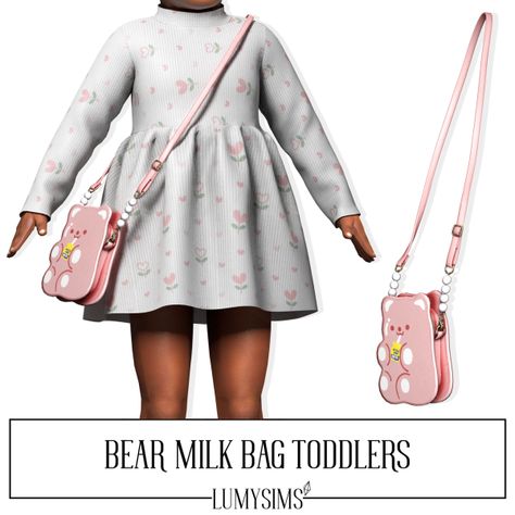 BEAR MILK BAG TODDLERS - The Sims 4 Download - SimsFinds.com Sims 4 Kids Accessories, Sims 4 Toddler Accessories, Sims 4 Toddler Skin, Sims 4 Toddler Poses, The Sims 4 Cc Baby Clothes, Sims 4 Bag Cc, Toddler Cc Sims 4, Sims 4 Toddler Clothes, Sims Baby