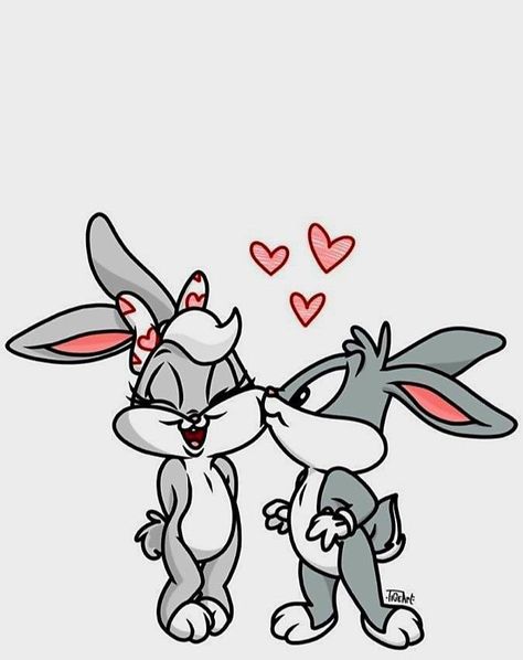 Love Bunny Tattoo, Disney Couples Drawings, Drawings To Make For Your Boyfriend, Love Cartoon Drawings, Tom And Jerry Valentines, Cartoon Love Drawings, Cute Drawings Couples, Cartoon Character Couples, Disney Love Drawings