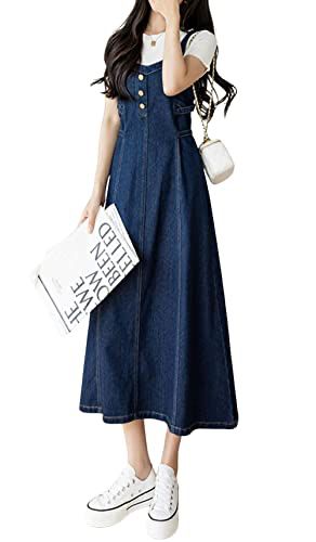 Long Skirt Denim, Denim Dress Casual, Jeans Dresses For Women, Long Denim Dress, Estilo Hijab, Sleeveless Denim Dress, Jean Jumper, Denim Jean Dress, Denim Maxi Dress