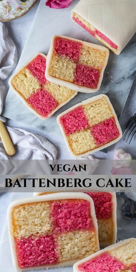 Ella Vegan, Battenberg Cake, Vegan Afternoon Tea, British Sweets, Sweet Bakes, British Recipes, Vegan Baking Recipes, Vegan Cake Recipes, Vegan Bakery