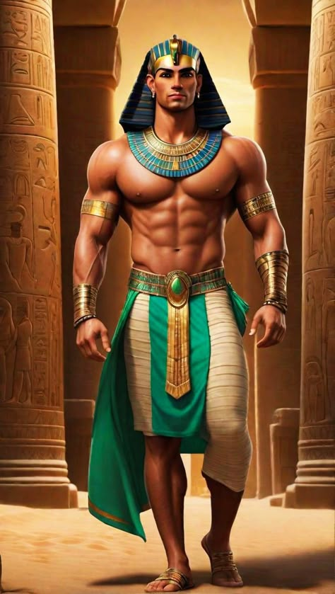 Egyptian Outfit Ideas, Egyptian Cosplay, Fantasy Egypt, Mens Pictures, Mythology Costumes, Egypt Clothing, Fantasy Male Art, Male Digital Art, Ancient Egyptian Clothing