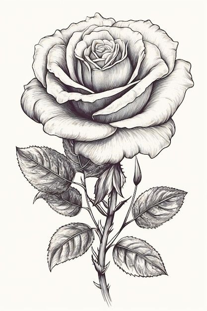 Un Dessin D'une Fleur Avec Le Mot Roses ... | Premium Photo #Freepik #photo #croquis-dessin #croquis #dessin #tatouage Different Plants Drawing, Rose Flower Drawing, Plant Sketch, Drawing Rose, Plant Sketches, E.t Art, Roses Drawing, Plant Drawing, Pencil Art Drawings