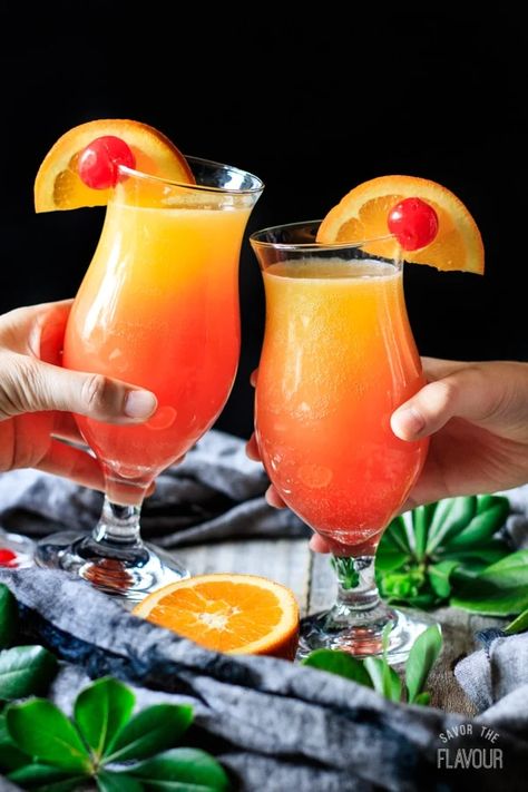 Our mocktail sunrise is an easy non alcoholic beverage that’s perfect for summer brunch or for your friends that love fruity mocktails.  It can be made to order or in a party-sized pitcher for a crowd.  You will be impressed with how simple it is to make! Breakfast For A Crowd, Drink Recipes Nonalcoholic, Dark Party, Non Alcoholic Cocktails, Alcoholic Beverage, Summer Brunch, Beverage Recipes, Breakfast Drink, Vegetable Drinks