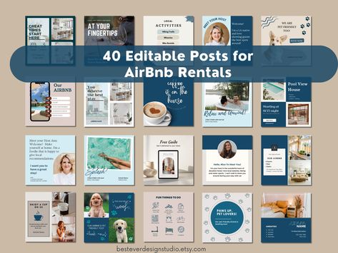 Airbnb Social Media, Aesthetic Airbnb, Airbnb Essentials, Short Term Rental, Cool Pools, Instagram Post Template, Printable Signs, Post Templates, Instagram Template