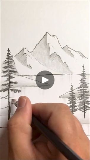 How to draw a mountain scene. #drawingmountains #lakedrawing #howtodrawtrees #drawingtutorial_1 | Super | Super · Original audio How To Draw A Mountain Scene, Landscape Tutorial Drawing, How To Sketch Mountains, How To Draw A Canoe, How To Draw A Christmas Tree Realistic, Mountain Scape Drawing, Drawing Mountains Landscapes, Mountain And Lake Drawing, How To Draw Mountains Step By Step