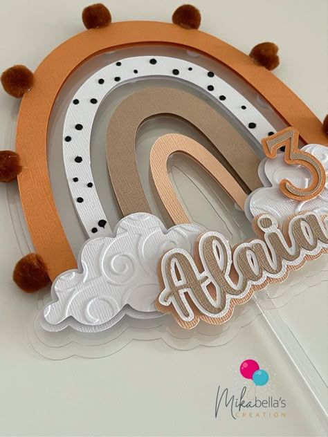 Arco Iris Boho, Rainbow Themed Birthday Party, Cricut Cake, Rainbow First Birthday, Boho Birthday Party, 3d Cake Toppers, Paper Cutout Art, Projets Cricut, Diy Cake Topper