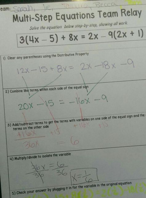 Solving Equations Activities, Step Team, Algebra Math, Solving Multi Step Equations, Solving Linear Equations, Math Expressions, Multi Step Equations, Team Ideas, Teaching Algebra