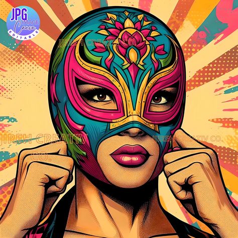 Luchador, Wrestler, Lucha Libre Imagen , Feminist Woman Power, Luchador Digital Art, Retro Luchador, Vintage Mujer Luchadora Mexicana Enhance the presentation of your clothing designs and display them in a professional and realistic way with our mockups. Whether you're a designer, entrepreneur, or just looking to visualize your creative ideas, our mockups are the perfect tool to bring your designs to life. You will receive 1 JPG digital image and 1 SVG Image, ensuring your design will be display Luchador Drawing Character Design, Female Luchador Art, Luchador Photography, Luchador Character Art, Luchador Art, Gay Tattoo, Woman Power, Thanksgiving Activities For Kids, Image Svg