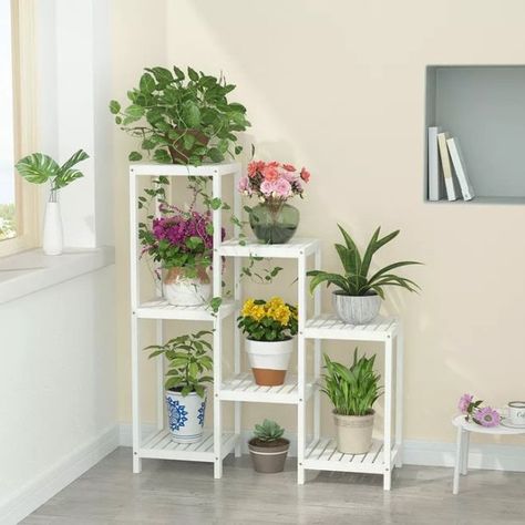 30 Stunning Indoor Plant Stand Ideas For Lazy Housewife Support Pour Plante, Balcony Flowers, Wooden Plant Stands, Living Room Corner, Plant Shelf, Wood Plant Stand, Room Corner, Living Room Balcony, Plant Stand Indoor