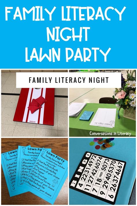 Family Literacy Night Activities Elementary Family Night Ideas, School Wide Literacy Events, Family Night Activities School, Title One Family Night, Reading Night Ideas, Curriculum Night Ideas Teachers, Reading Night Activities, Literacy Night Games, Family Engagement Activities