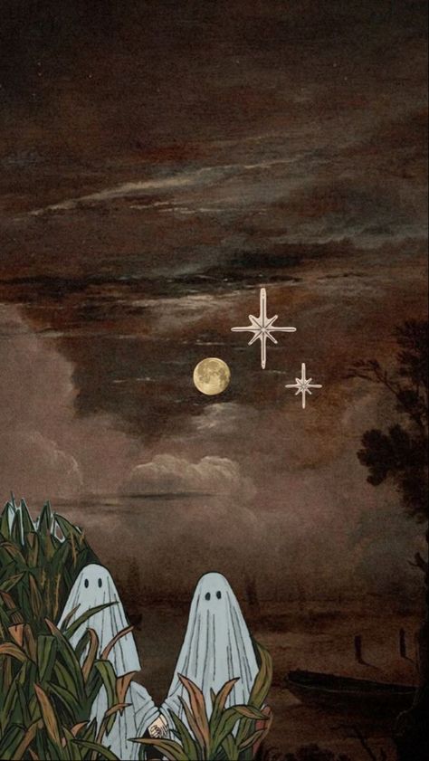 Sapphic Halloween Wallpaper, Matching Halloween Backgrounds, Ghost Phone Background, Madilyn Mei Wallpaper, Cottagecore Halloween Wallpaper, Ghost Couple Wallpaper, Matching Wallpaper Halloween, Madilyn Mei Aesthetic, Ghost Aesthetic Wallpaper