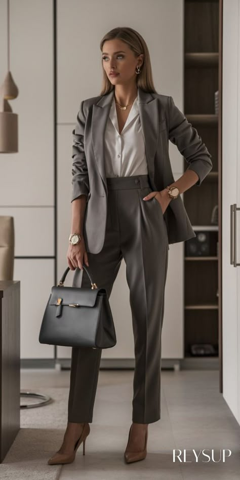 Woman Suit Business, Woman Work Outfit Professional, Girls In Formals, Office Chic Outfit Casual, Career Woman Outfit, Classic Ladies Outfits, Office Boss Outfits Women, Modern Business Outfit, Formal Girl Outfits