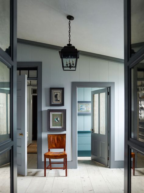 Styles We Love | Coastal Cottages — Scout & Nimble Painted Hardwood Floors, Dark Trim, Light Grey Walls, Casa Exterior, Guest Cottage, Grey Trim, Painting Trim, Coastal Cottage, Colonial Style