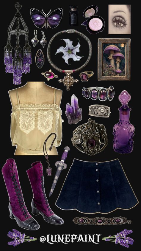 70s boots, 70s suede skirt, antique blouse, 60s eye makeup , lavender, dark academia, art nouveau, witchy whimsical fashion inspo Witchy Academia Outfit, 60s Eye Makeup, Makeup Lavender, 70s Boots, Witchy Academia, Dark Academia Art, Academia Art, Creepypasta Oc, Gothic Glam