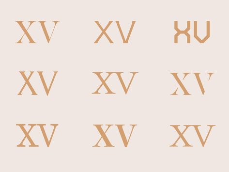 Number 15, Roman numeral typography tests by James Betts on Dribbble 15 Roman Numeral Tattoo, 15 Number Tattoo, Rome Number Tattoo, 15 Tattoo Number, Roman Numeral 15, Xv Tattoo, Roman Numeral Tattoo Font, Roman Numeral Font, Dylan Scott