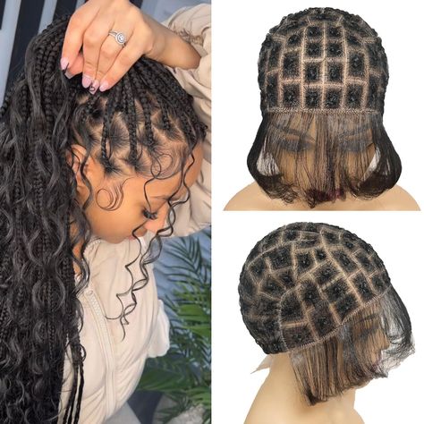 Braided Wig Cap for Crochet Braids  Full Double Lace Braided Wig With Baby Hair Suitable for Making Pretty Wig, Diy Bridesmaid Hair, Natural Crown, Calico Hair, Box Crochet, Braided Wigs For Black Women, Renn Faire, Braid Wigs, Rainy Day Hairstyles