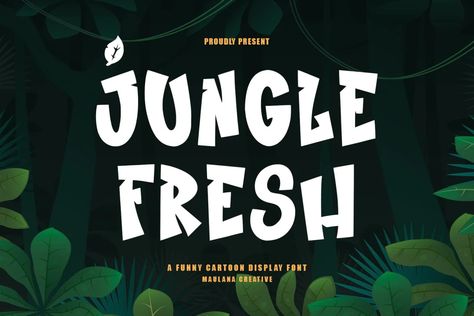 Jungle Fresh FREE Cartoon Display Font | Deeezy Short Text, Free Display Fonts, Cartoon Font, Traditional Aesthetic, Display Typeface, Free Cartoons, Display Fonts, Movie Titles, Kids Coloring Books