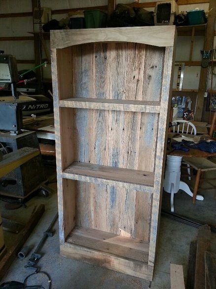 Reclaimed Barnwood Bookshelf - by mc269 @ LumberJocks.com ... Barnwood Projects, Salvaged Wood Furniture, Bookshelf Wood, Prefinished Hardwood Floors, Barn Wood Decor, Barnwood Furniture, Reclaimed Wood Shelves, Barn Wood Crafts, Barn Wood Projects