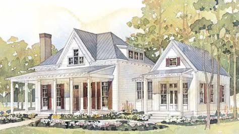 Cottage Design Plans, Country Cottage House Plans, Trendy Farmhouse, Southern Cottage, Southern Living House Plans, House Farmhouse, Cottage Style House Plans, Southern Living Homes, Southern House Plans