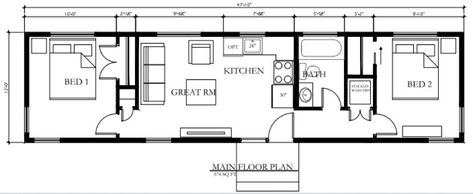 12x40 Tiny House, 12x36 Tiny House Floor Plans, 12x40 Tiny House Floor Plans, 12x32 Tiny House Floor Plans, Shotgun House Interior, Two Bedroom Tiny House, Bedroom Tiny House, 2 Bedroom Floor Plans, Vacation Home Ideas