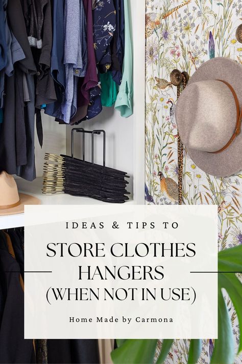 4 hanger storage solutions (and why you need them). Learn the best way to store and organize clothes hangers to optimize closet space and save time putting away laundry | Home Made by Carmona Store Hangers, Clothes Hanger Storage, Organize Clothes, Best Closet Organization, Bold Bohemian, Big Closets, Bohemian Rugs, Hanger Storage, Coat Closet