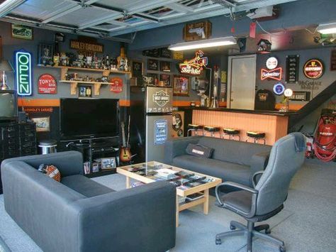 Garage Transformation, Garage Game Rooms, Garage To Living Space, Ultimate Man Cave, Garage Room, Man Cave Room, Cool Garages, Garage Remodel, Modern Garage