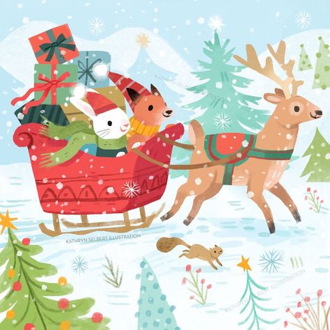 Christmas • Instagram Kathryn Selbert, Christmas Challenge, Animated Christmas, Christmas Cartoons, Christmas Drawing, Noel Christmas, Christmas Mood, Holiday Illustrations, Christmas Illustration