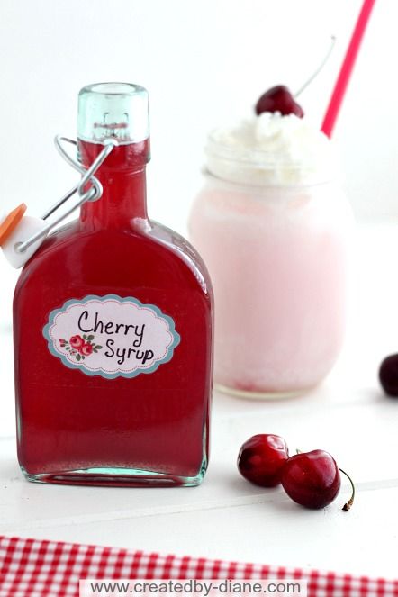 Homemade Cherry Syrup from @createdbydiane Cherry Syrup Recipe, Cherry Syrup, Homemade Syrup, Cherry Recipes, Flavored Syrup, Syrup Recipe, Sweet Sauce, Jams & Jellies, Canning Recipes