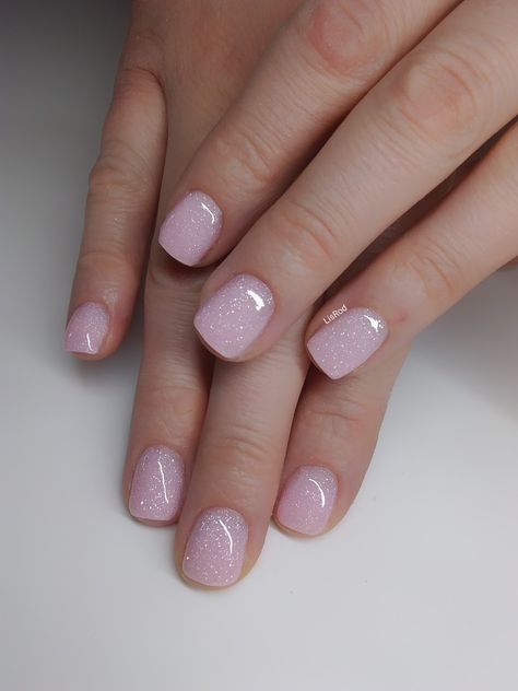 Dip Nails Square Short, Gel Nails Light Pink Sparkle, 2024 Dip Nails, Dip Nails With Tips Ideas, Nails For Baby Girl Arrival, Gel On Natural Nails Designs, Super Short Natural Nails, Light Pink Gel Nails Short, Neutral Dip Nail Colors